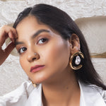 Load image into Gallery viewer, Pearl Drop Hoop Earrings
