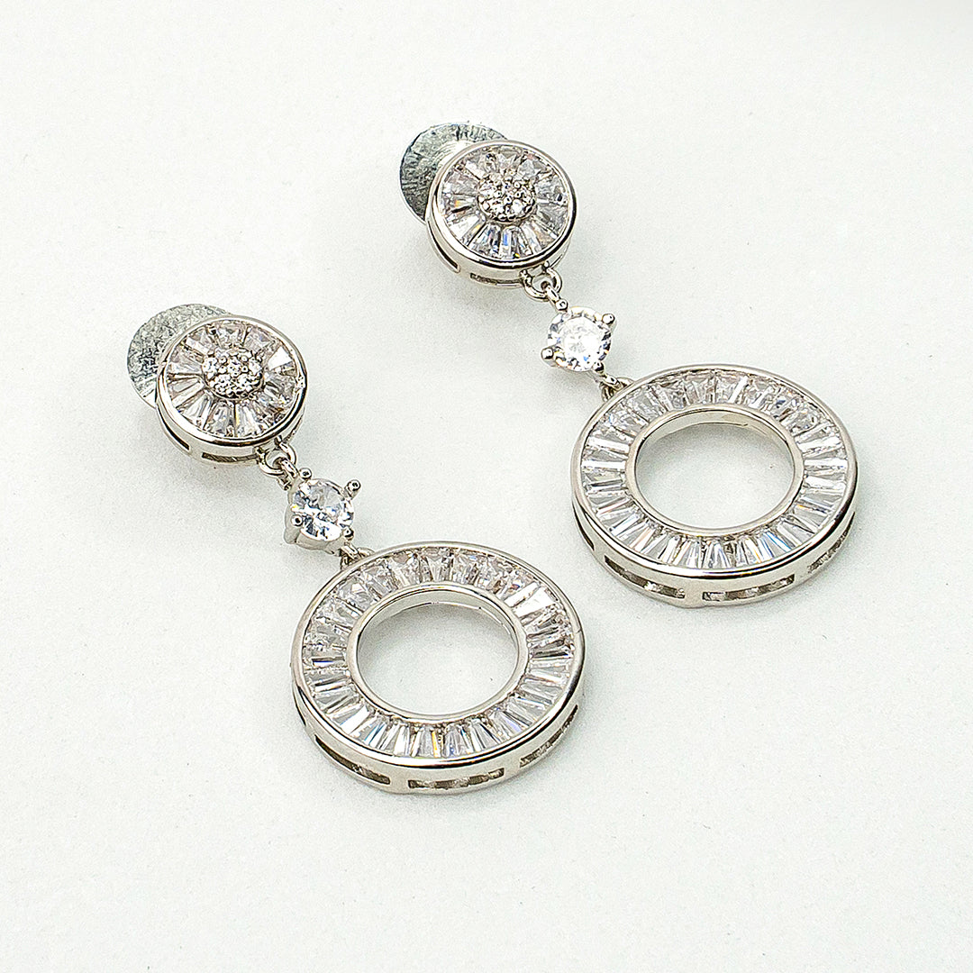 Contemporary Baguette Cut Diamond Earrings