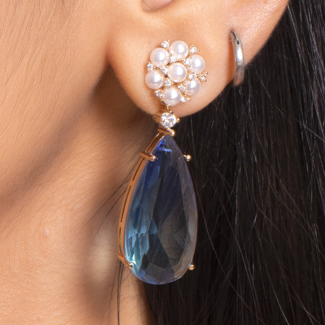 Blue Sapphire Teardrop Ear Rings