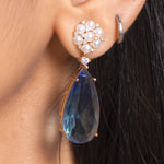 Load image into Gallery viewer, Blue Sapphire Teardrop Ear Rings