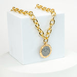 Load image into Gallery viewer, Vintage Marble &amp; Gold Chain Necklace
