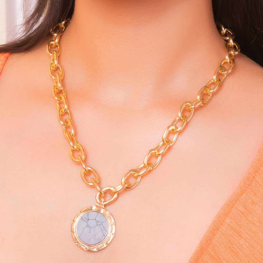 Vintage Marble & Gold Chain Necklace